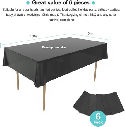 Einweg Tischdecke Kunststoff 137x274 cm Schwarz 6er Pack