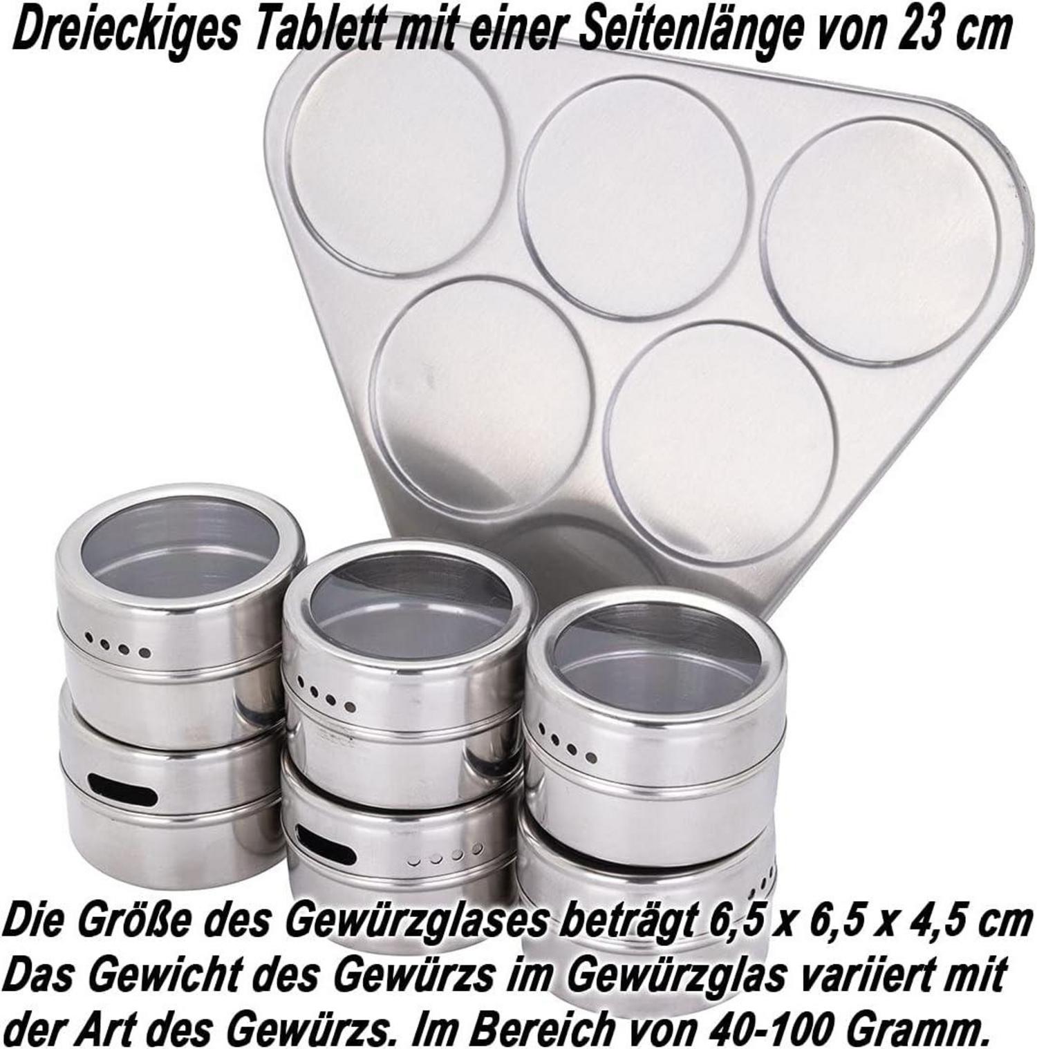 Gewürzdosen Set Edelstahl Glas Magnetisch 6-teilig