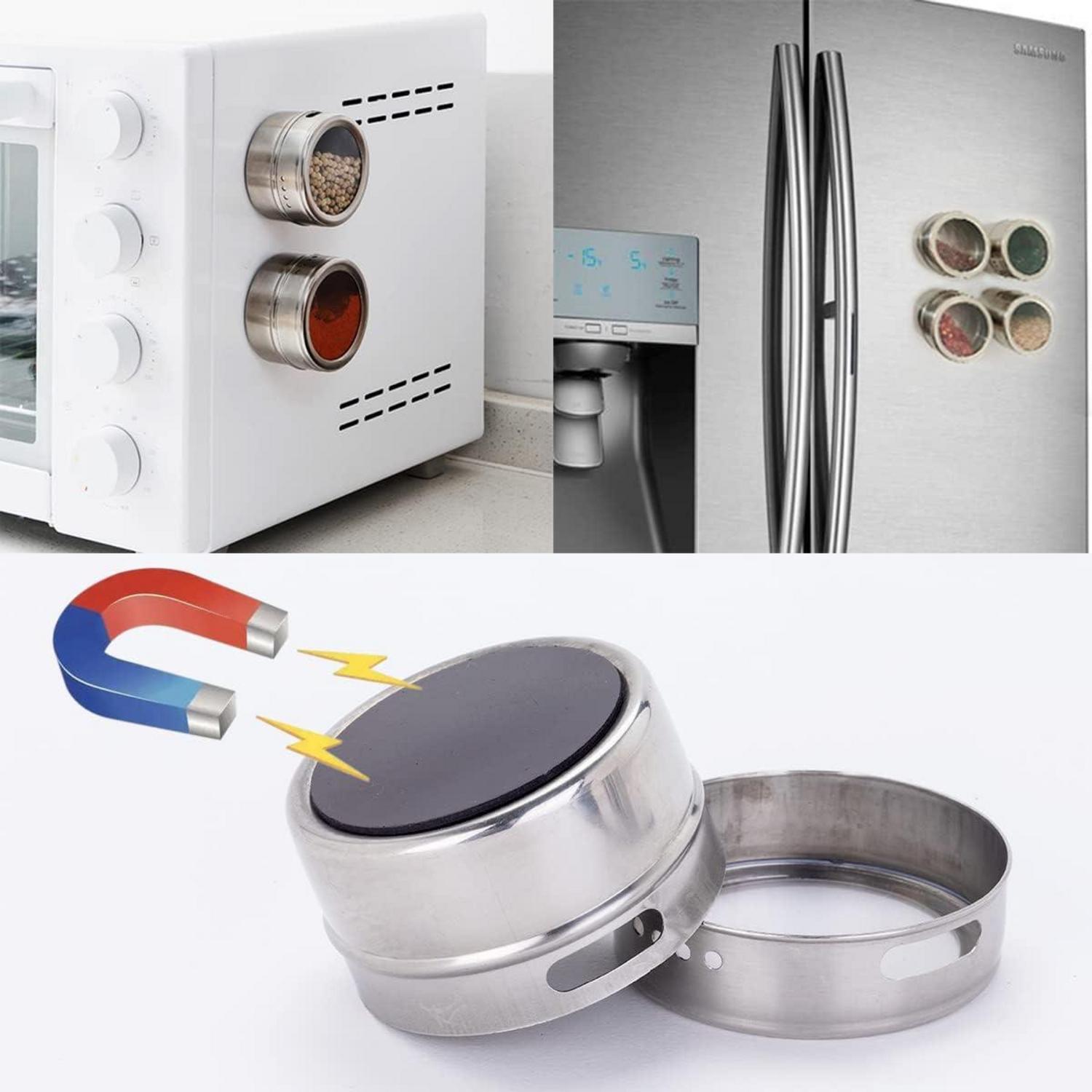 6tlg. Gewürzdosen Set Edelstahl Glas Magnetisch Aromadeckel