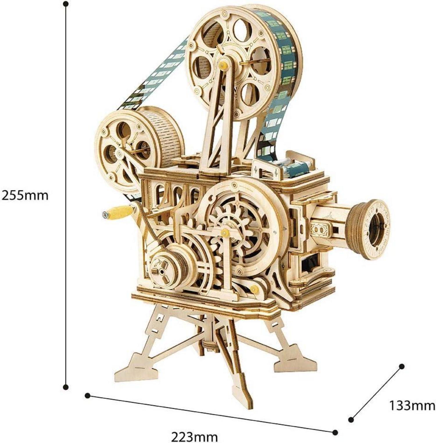 Mechanisches Holzpuzzle Filmprojektor Bausatz mit Hand-Generator