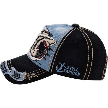 Baseball Cap Damen Herren Hai Patch Vintage Baumwolle
