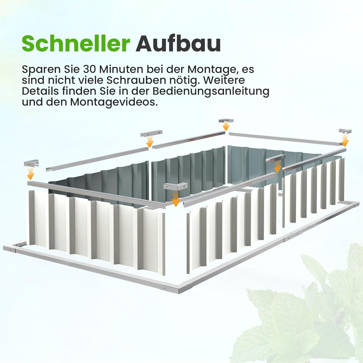 Hochbeet Metall Pflanzkübel Blumenkasten mit T-Etiketten & Handschuhen