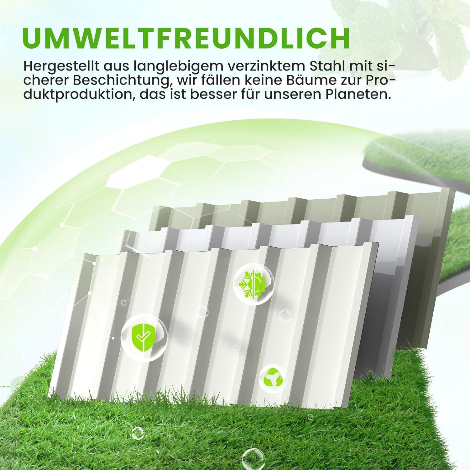 Hochbeet Metall 174x90x30cm Pflanzkübel Blumenkasten T-Etiketten Handschuhen