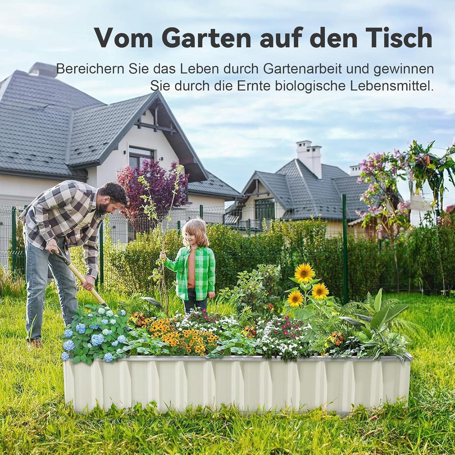 Hochbeet Metall 174x90x30cm Pflanzkübel Blumenkasten T-Etiketten Handschuhen