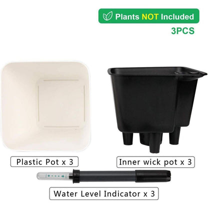 T4U 13cm Blumentopf Weiß Plastik Selbsbewässernd Eckig