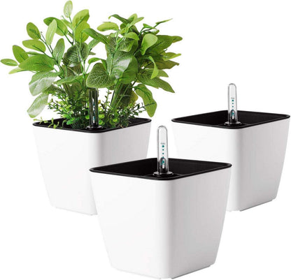 Blumentopf 13cm Plastik Weiß bewässerungssystem Anzeiger Eckig