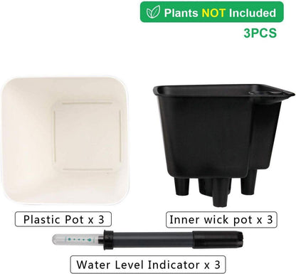 T4U 13cm Selbstbewässernde Blumentöpfe Weiß Eckig 3er-Set