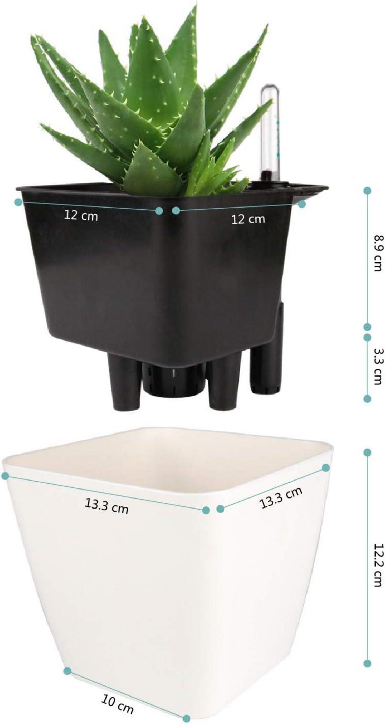 3er-Set 13cm weißer Blumentopf mit Selbstbewässerungssystem