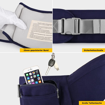 GAGAKU Baby Hüftsitz Taille Hocker 4 Tragepositionen 0-36 Monate - Blau