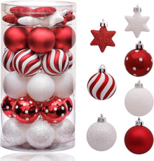 35tlg. Weihnachtskugeln Set 5cm Plastik Christbaumkugeln - Rot