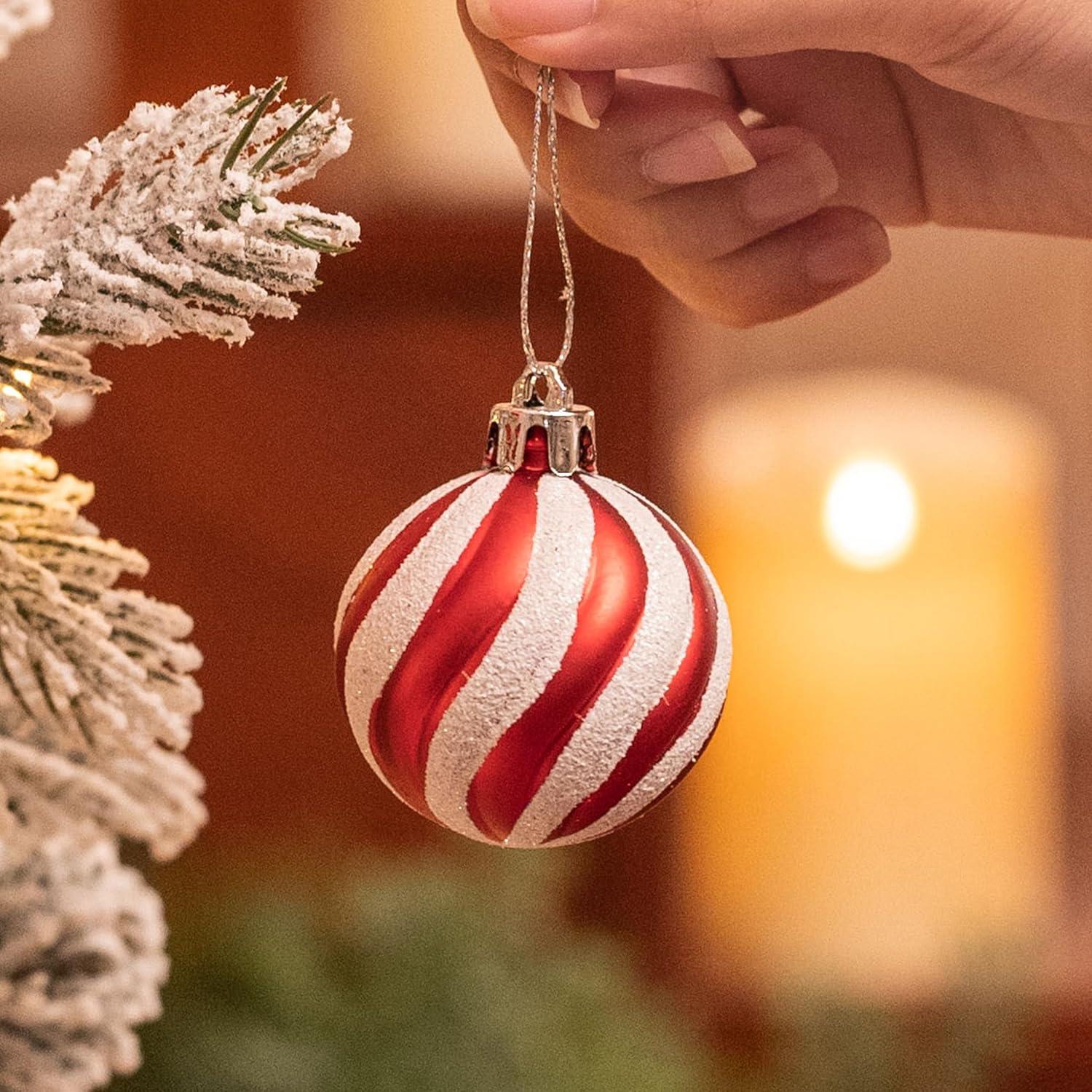 35tlg. Weihnachtskugeln Set 5cm Plastik Christbaumkugeln Dekoration Rot