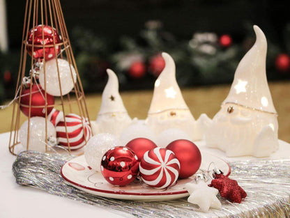 35tlg. Weihnachtskugeln Set 5cm Plastik Christbaumkugeln Dekoration Rot