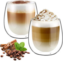 Doppelwandige Latte Macchiato Gläser Set Borosilikatglas 2er Set 250ml