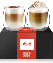glastal 250ml Doppelwandige Latte Macchiato Gläser Borosilikatglas Set 2er Pack