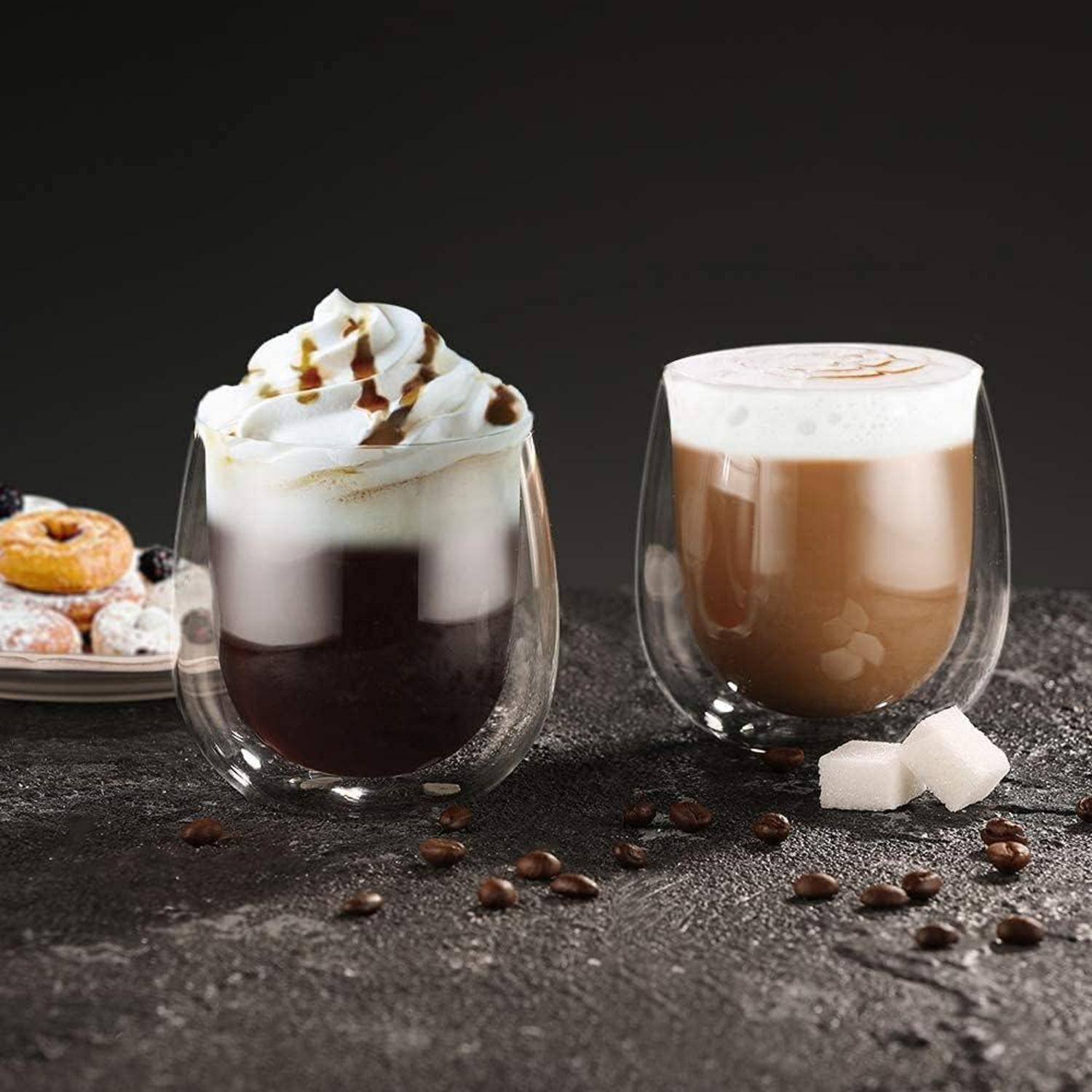 Doppelwandige Latte Macchiato Gläser Set 250ml Borosilikatglas 2er Set