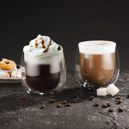 Doppelwandige Latte Macchiato Gläser Set 250ml Borosilikatglas 2er Set