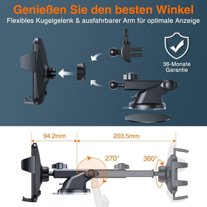 Handyhalterung Auto mit Saugnapf & Lüftung – 360° flexibel