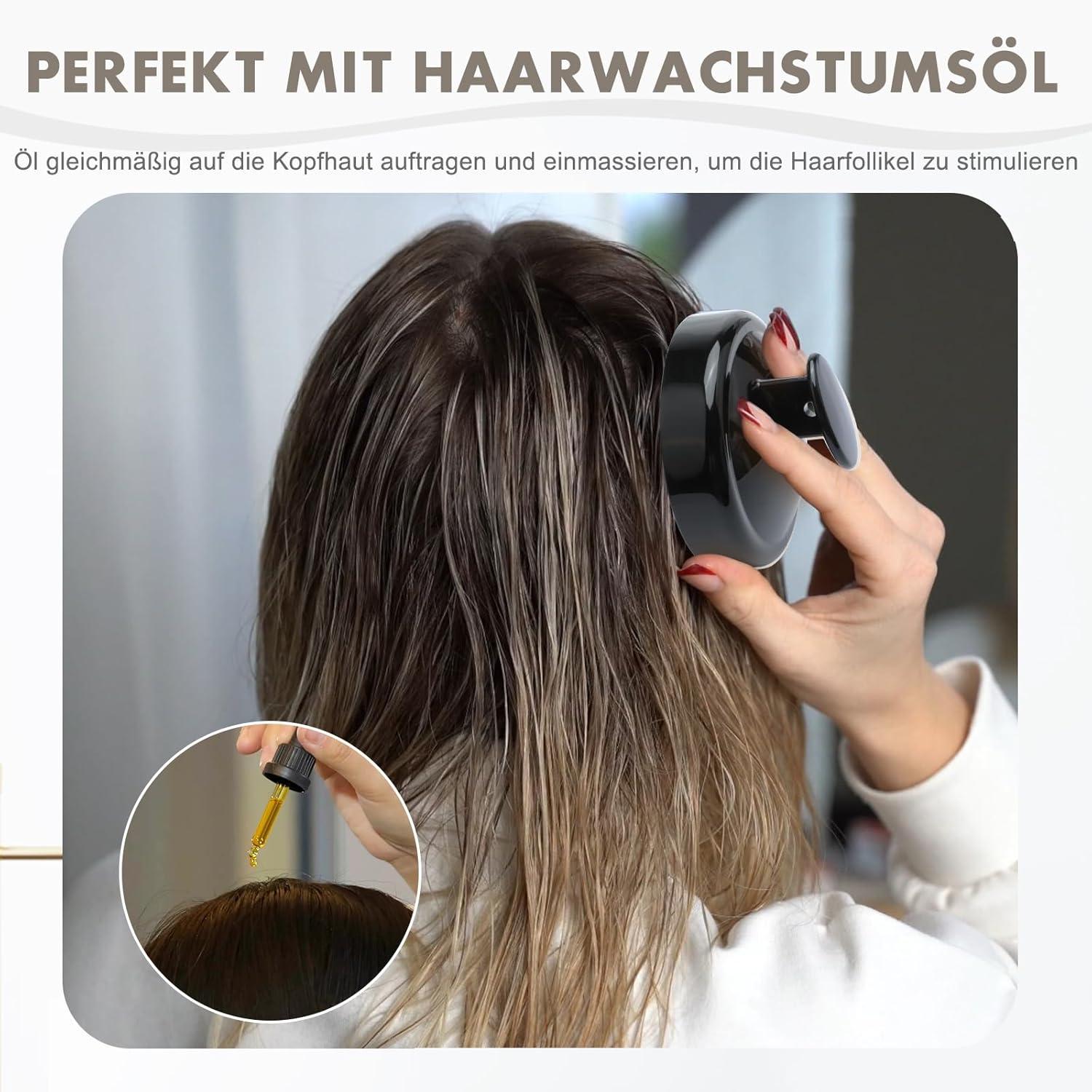 FReatech Shampoo Haarbürste Peeling Kopfmassage Nass Trocken Schwarz