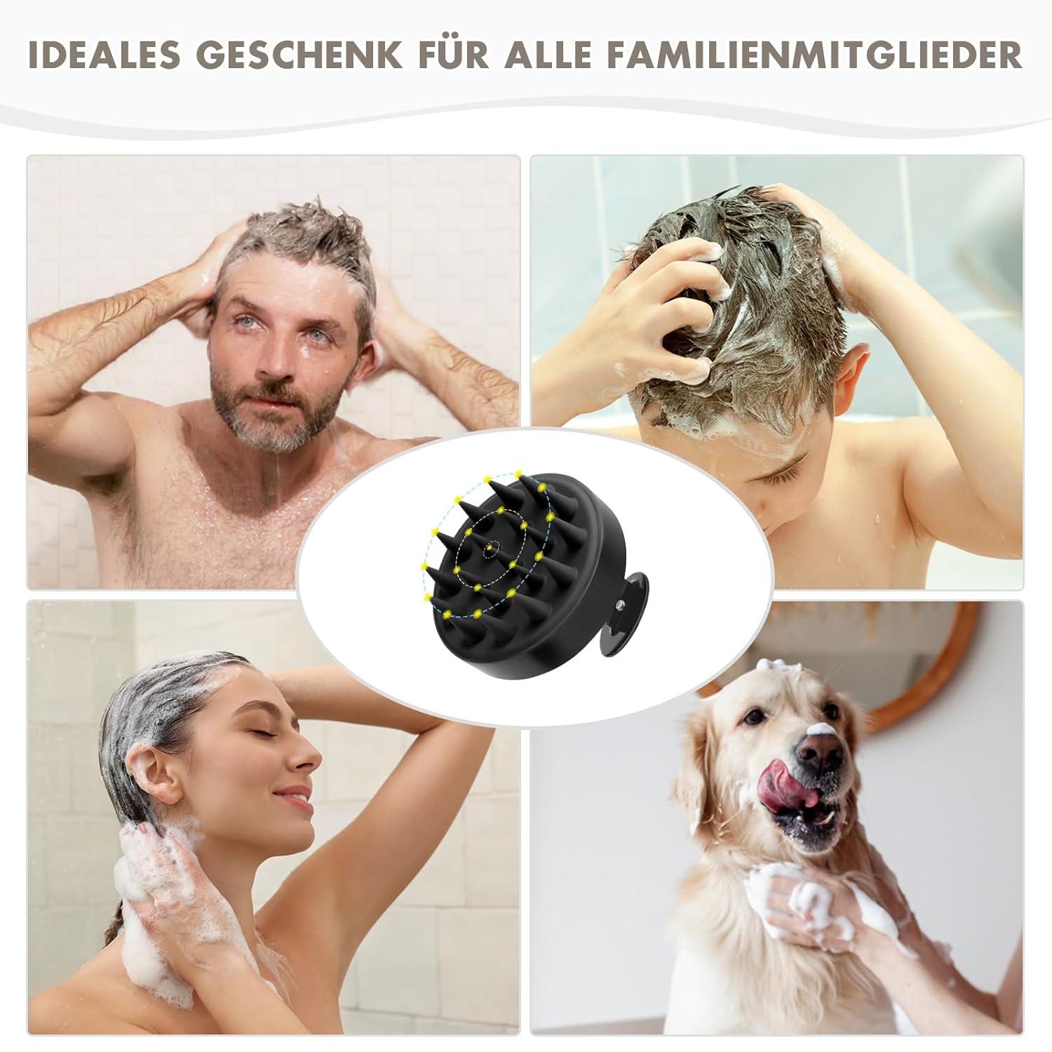 FReatech Shampoo Haarbürste Peeling Kopfmassage Nass Trocken Schwarz
