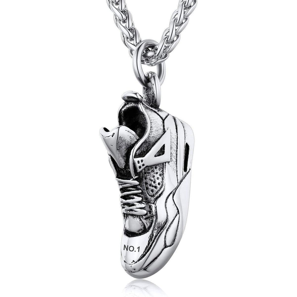 Herren Kette mit Sneaker Anhänger aus Edelstahl, Silber