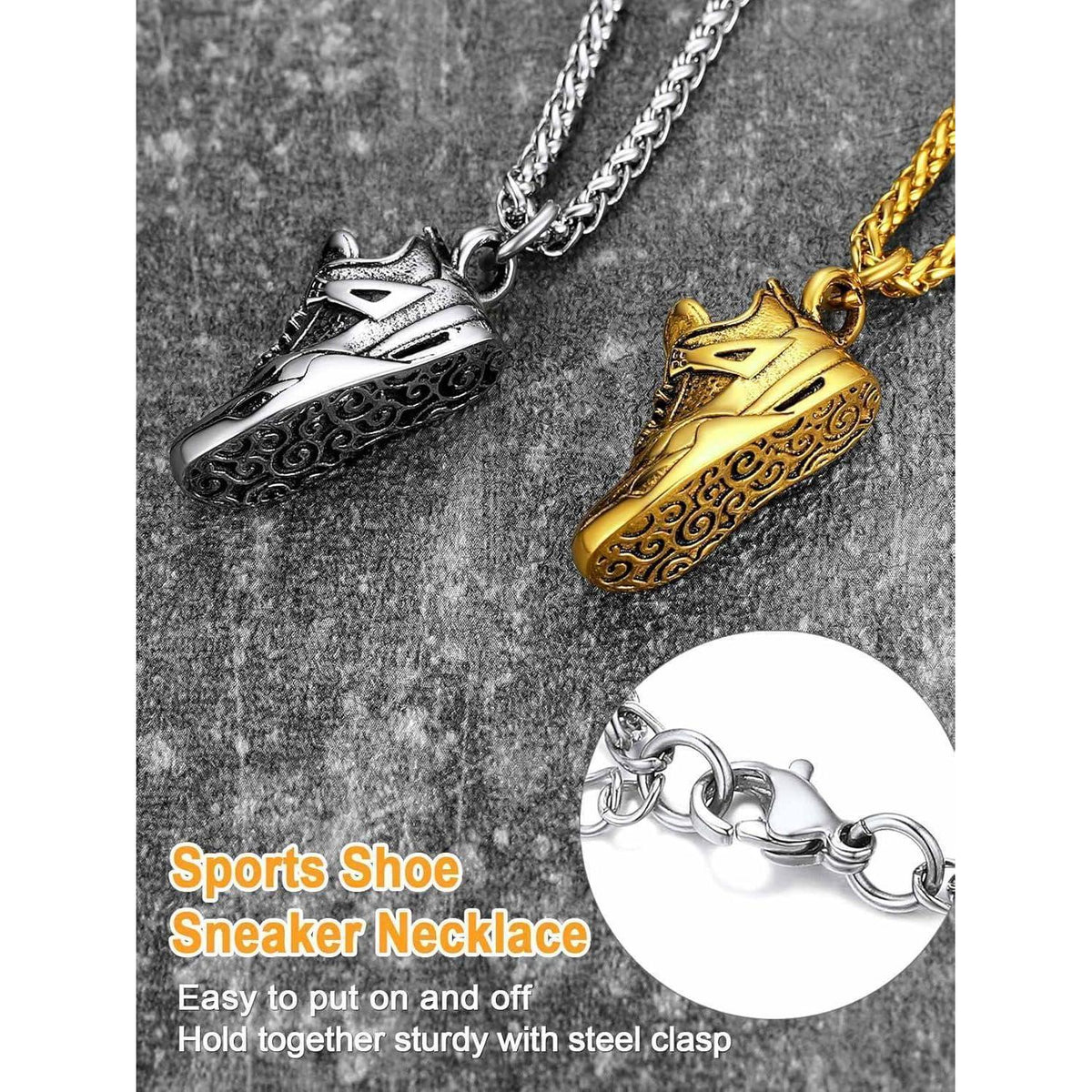 Herren Kette mit Sneaker Anhänger aus Edelstahl, Silber
