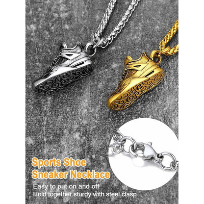 Herren Kette mit Sneaker Anhänger aus Edelstahl, Silber