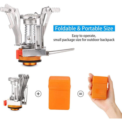 Odoland Campinggeschirr Set 6-teilig mit Gaskocher Aluminum