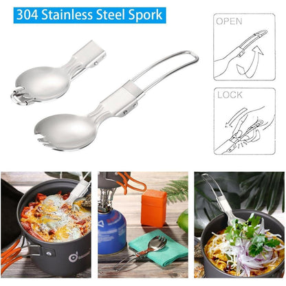Odoland Campinggeschirr Set 6-teilig mit Gaskocher Aluminum