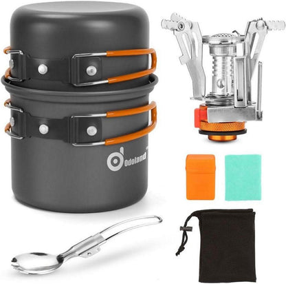 Odoland Camping Geschirr Set 6-teilig Outdoor Kochgeschirr Alu