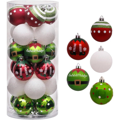 Weihnachtskugeln 6 cm Elfe Rot Grün Weiß bruchsicher