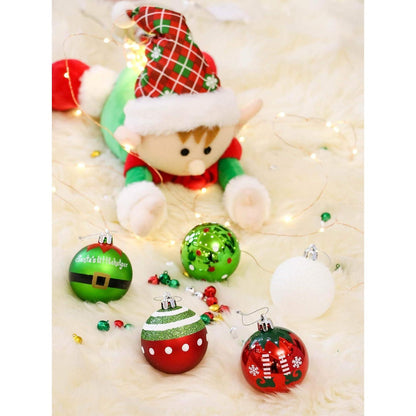 Weihnachtskugeln 6 cm Elfe Rot Grün Weiß bruchsicher