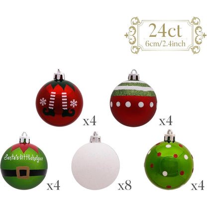 Weihnachtskugeln 6 cm Elfe Rot Grün Weiß bruchsicher