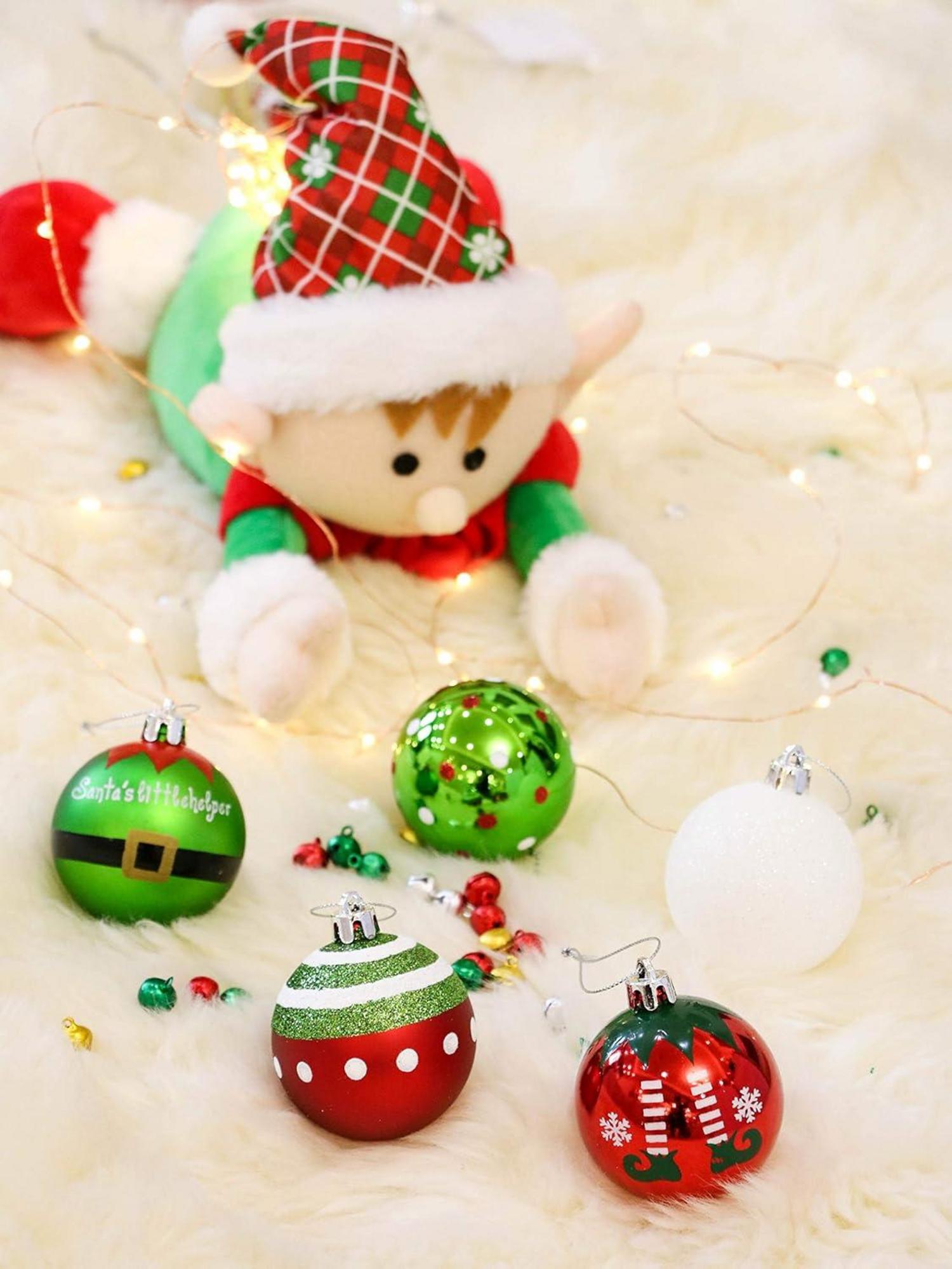24er Set Weihnachtskugeln 6 cm Rot Grün Weiß bruchsicher