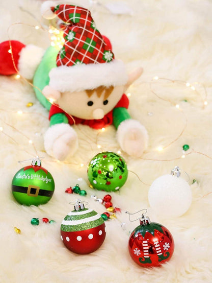 24er Set Weihnachtskugeln 6 cm Rot Grün Weiß bruchsicher