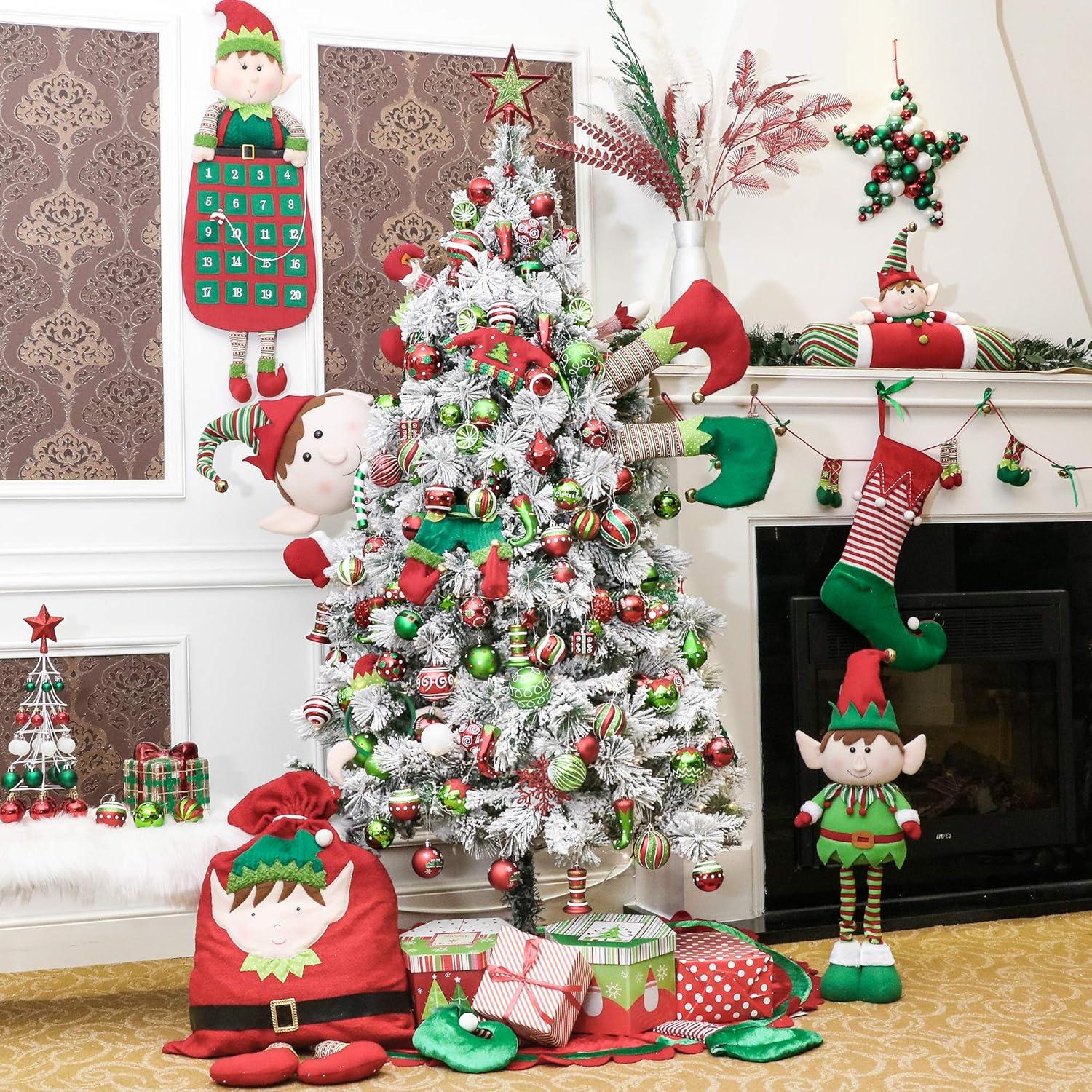 Weihnachtskugeln 6cm Elfendesign Rot Grün Weiß bruchsicher 24er Set