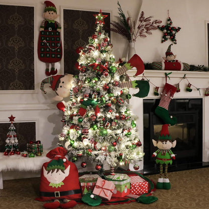 24 Weihnachtskugeln Elfe 6 cm Rot Grün Weiß bruchsicher festlicher Christbaumschmuck
