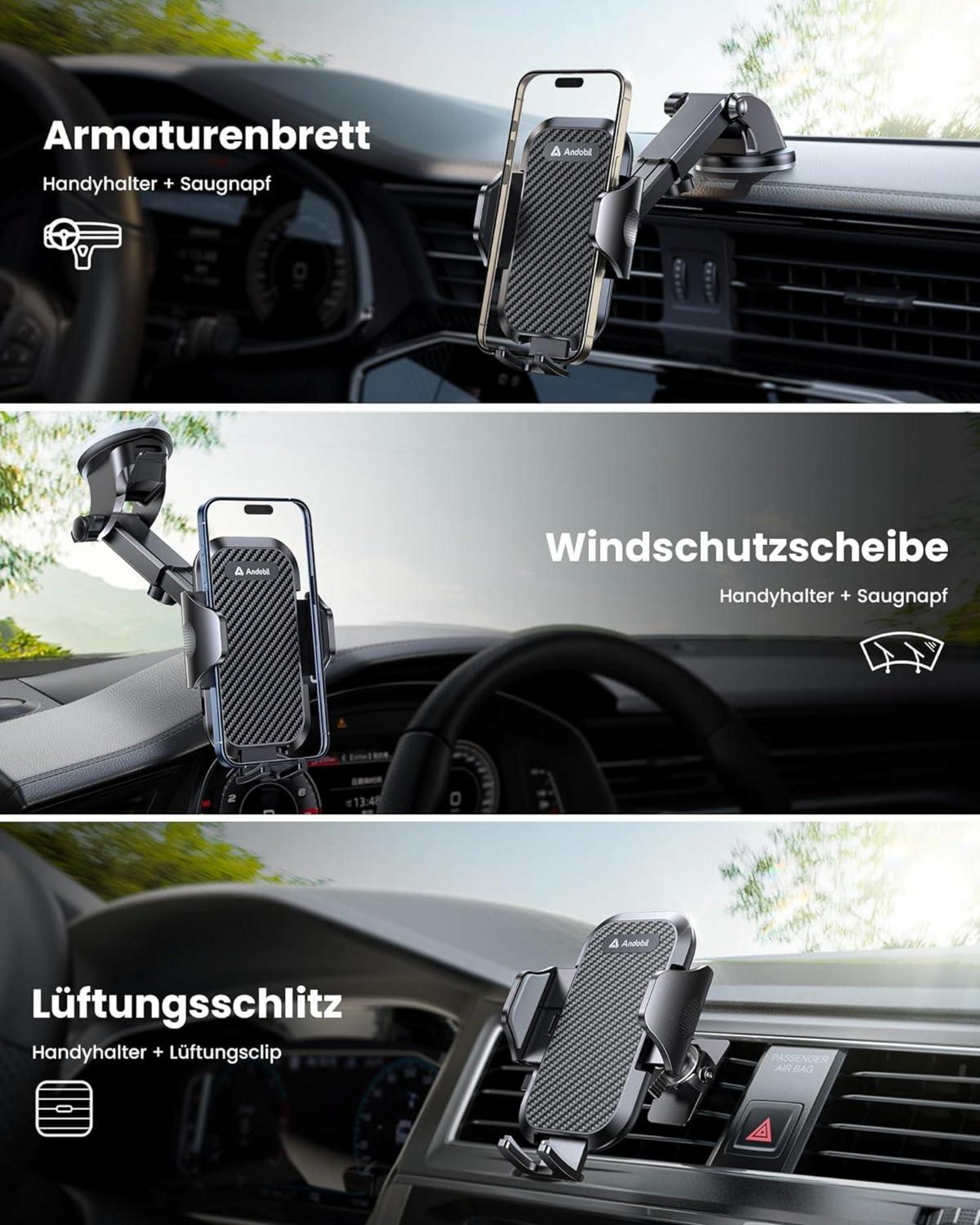 Handyhalterung Auto Saugnapf Lüftung Halter 3 in 1 Universal KFZ