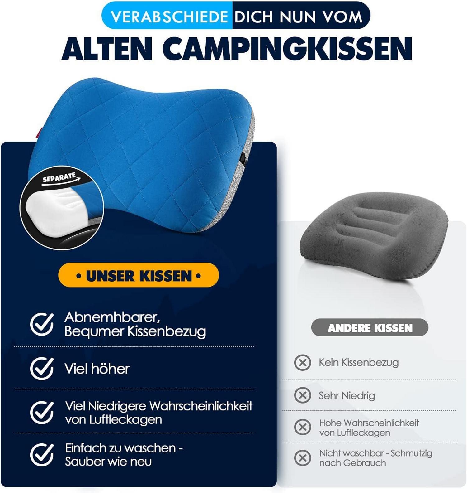 Aufblasbares Camping Kissen mit abziehbarem