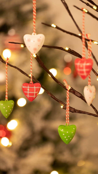 Metall Glöckchen Herz Anhänger Weihnachtsdeko 24er Set 3.5cm