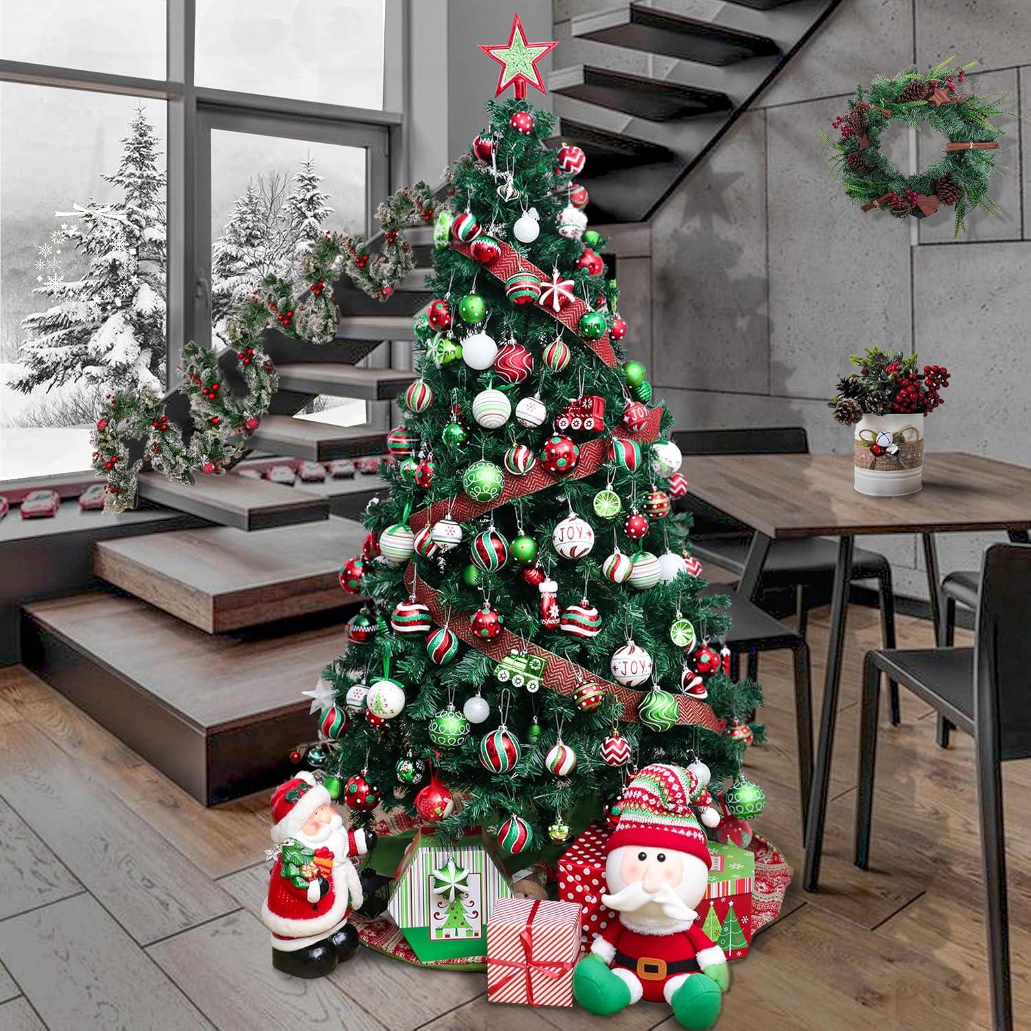 24er Set Metall Herz Weihnachtsanhänger 3.5cm Rot Grün