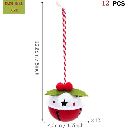 Eisen Weihnachtsglocken 12er Set 4cm Rot