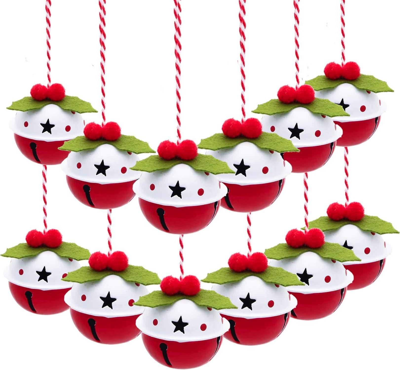 Eisen Glöckchen Weihnachtsanhänger 12er Set 4cm Weihnachtsglocken Rot