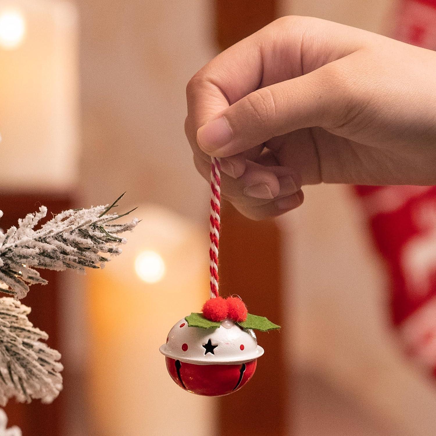 12er Set Eisen Glöckchen Weihnachtsanhänger 4cm Rot-Grün
