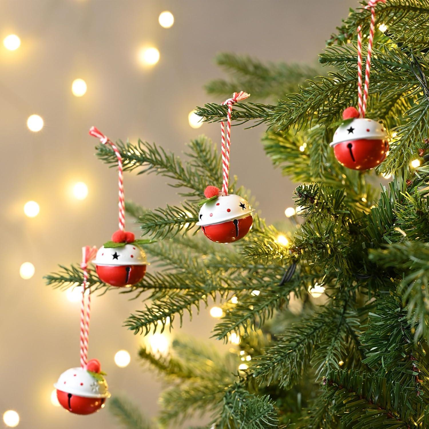 Eisen Glöckchen Weihnachtsanhänger 12er Set 4cm Rot Weiß Christbaumschmuck