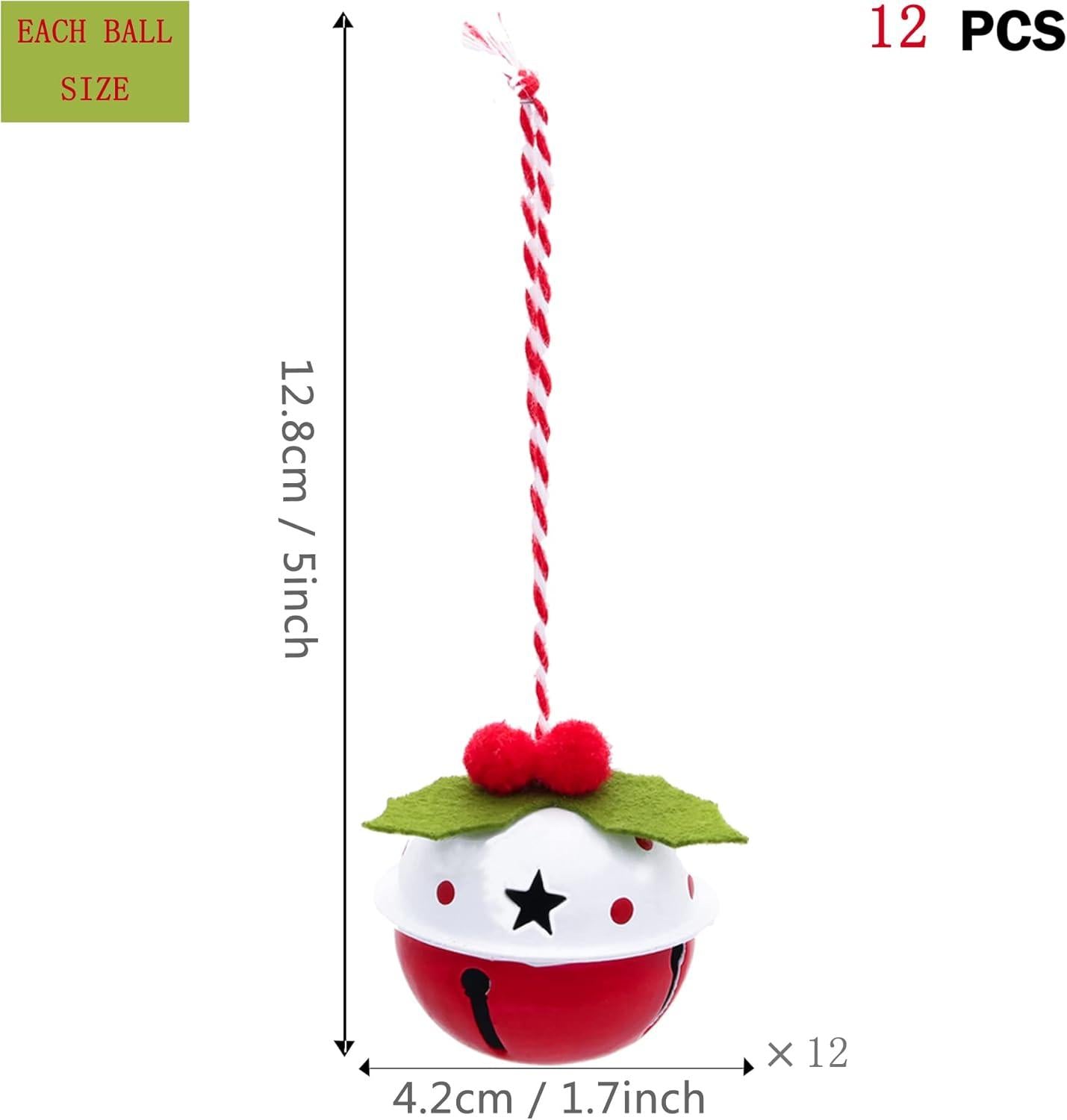 12er Set Eisen Glöckchen Weihnachtsanhänger 4cm Rot-Grün