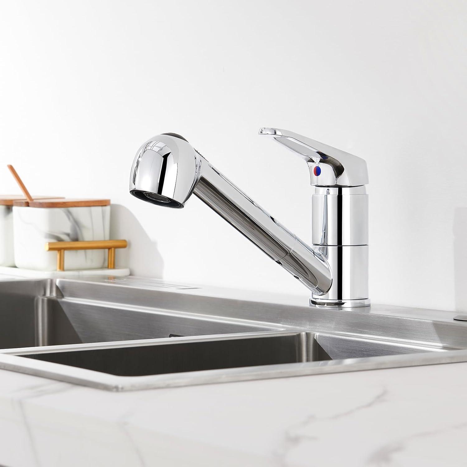 Moderne Einhebel Küchenarmatur mit 2 Strahlarten und ausziehbarer