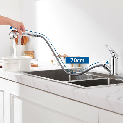 Einhebel Küchenarmatur mit 2 Strahlarten ausziehbar Chrom