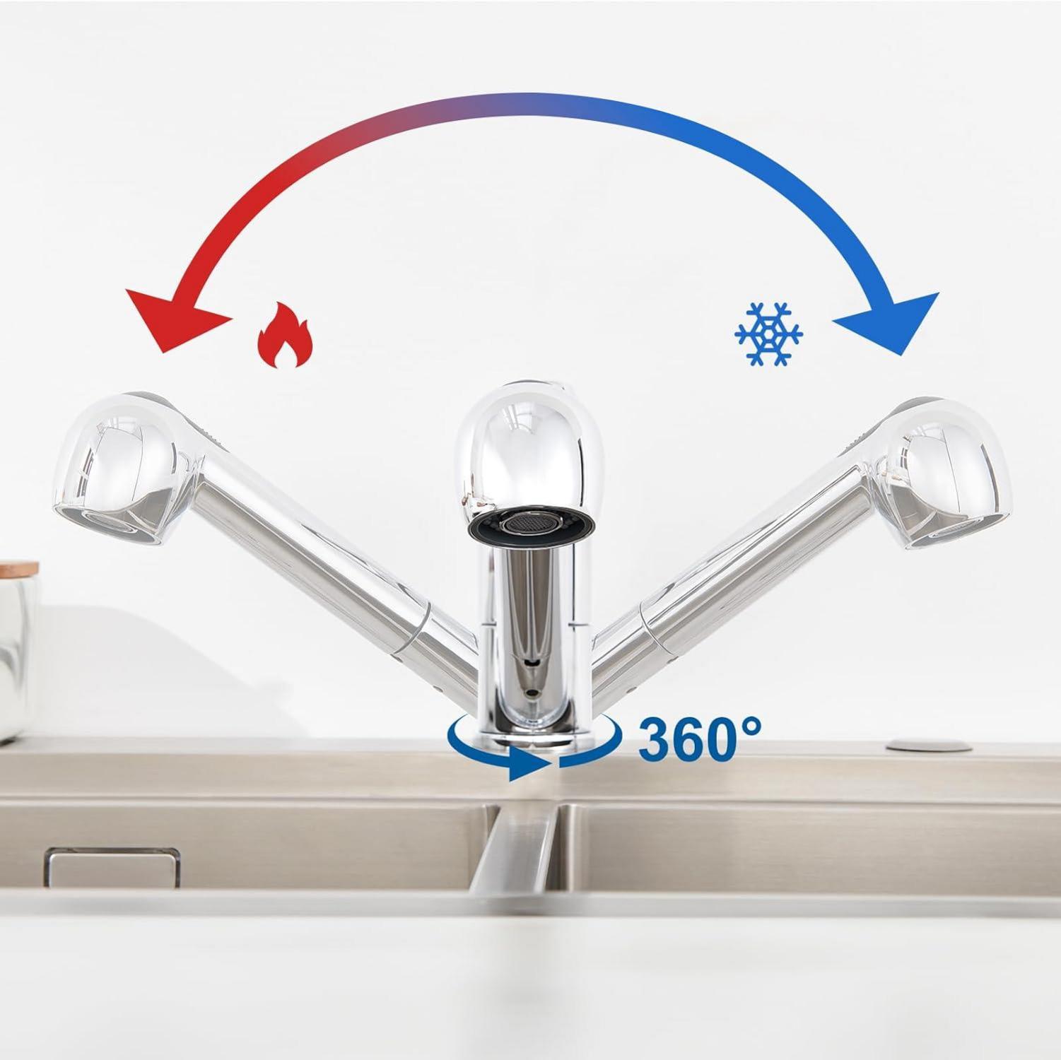 Auralum Einhebel Küchenarmatur mit 2 Strahlarten Chrom 360° schwenkbar
