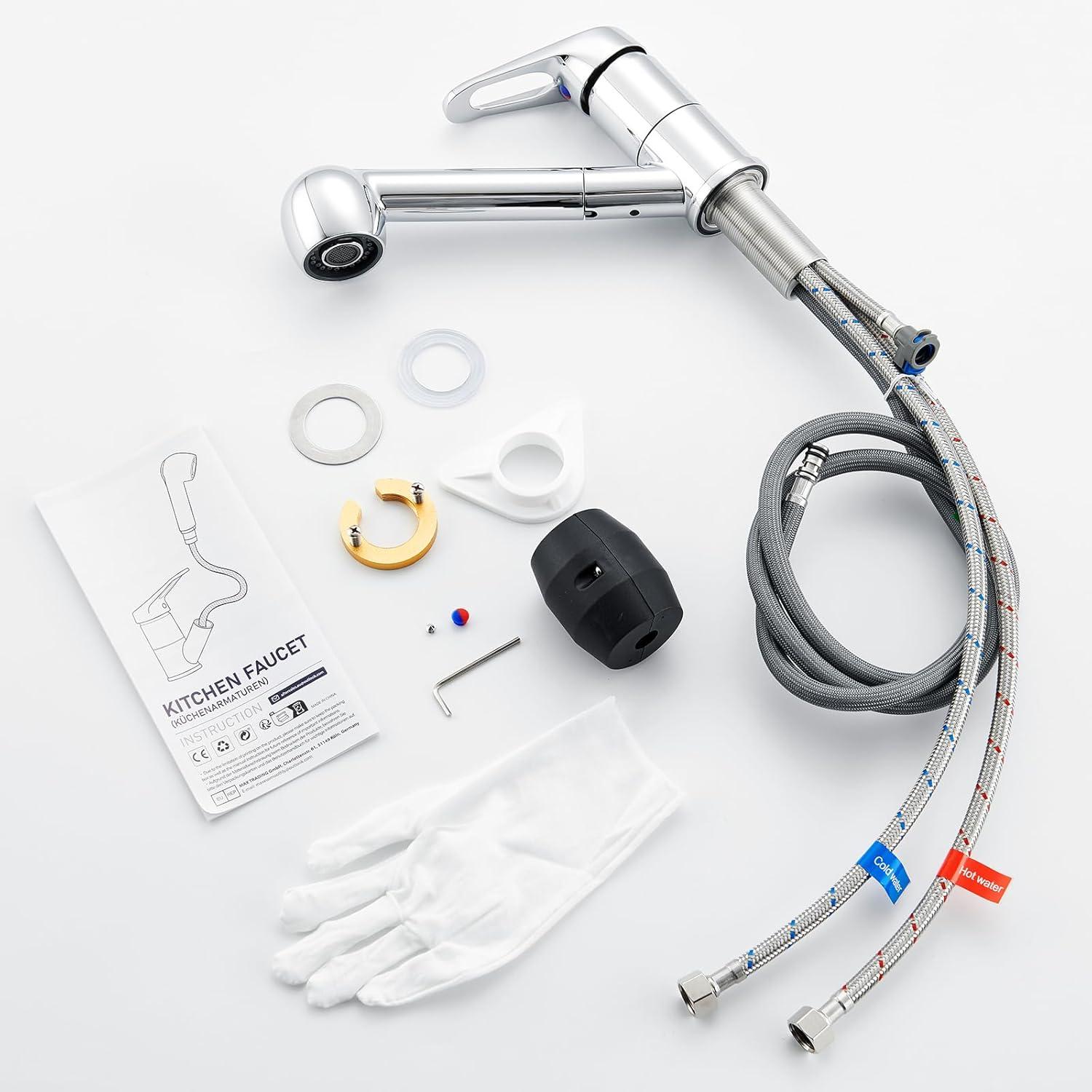 Einhebel Küchenarmatur mit 2 Strahlarten Ausziehbar Chrom