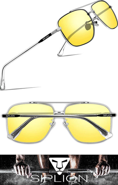 SIPLION Herren Polarisierte Matrix Pilotenbrille Verspiegelt UV400 Schutz